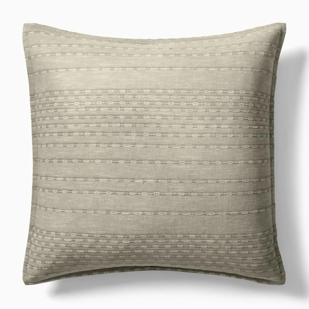 West Elm Reese Euro Sham Sand Linen Cotton 26x26 Neutral Bedding